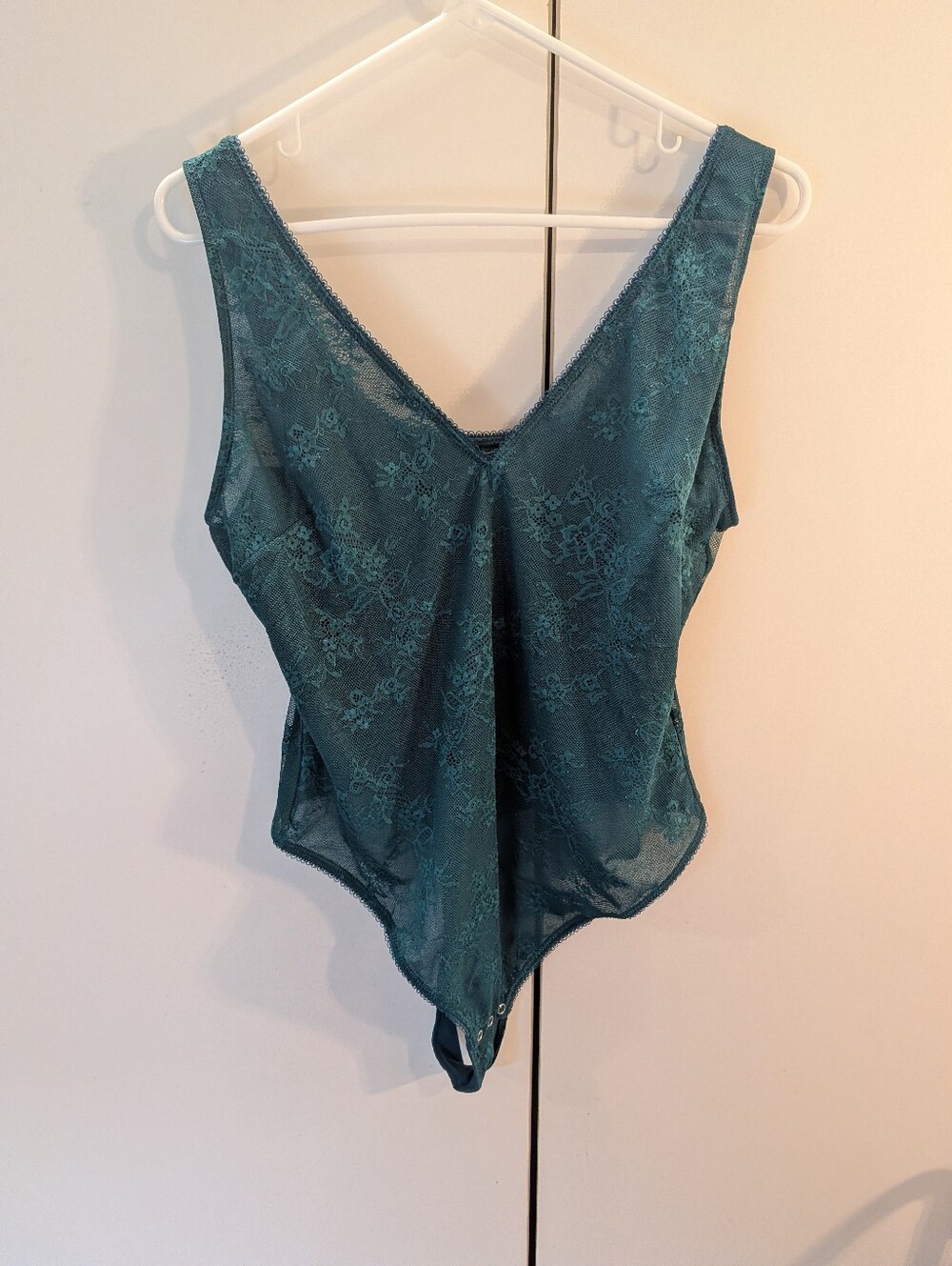Feelingirl Women's XL Teal Lace Lingerie Bodysuit - Stylish Intimates NWT